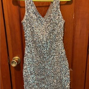 Elegant Silver Sequin Dress